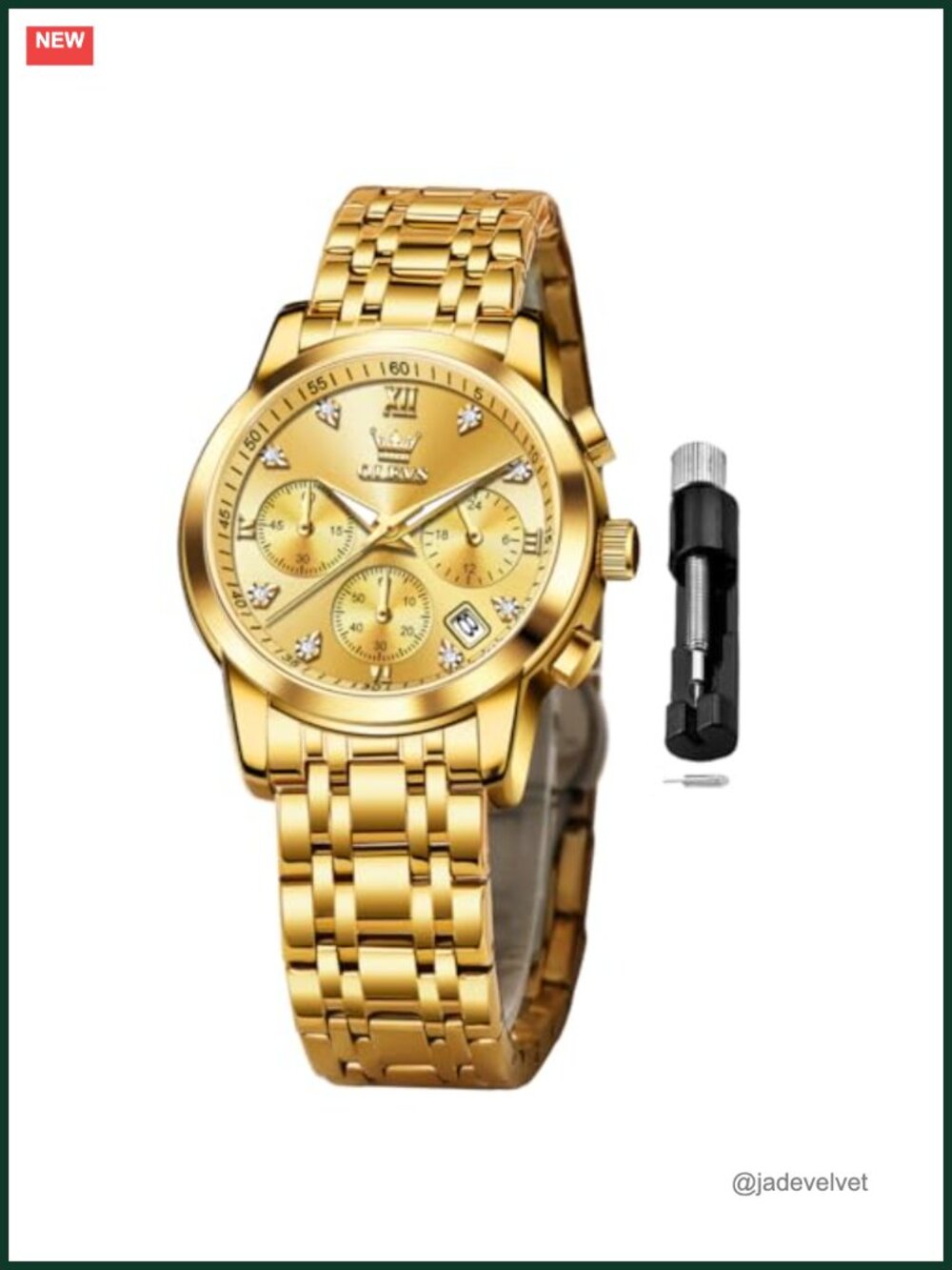 Ladies Multifunction Watch Stainless Steel Two Tone Analog Quartz Waterproof